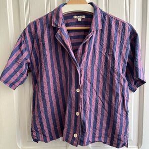Madewell Striped Camp Shirt, Size Small